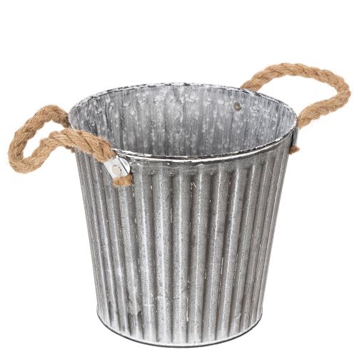 Maceta decorativa para plantar, maceta de metal con asas, decoración de metal estilo shabby chic Ø21,5 cm | Floristik24.es