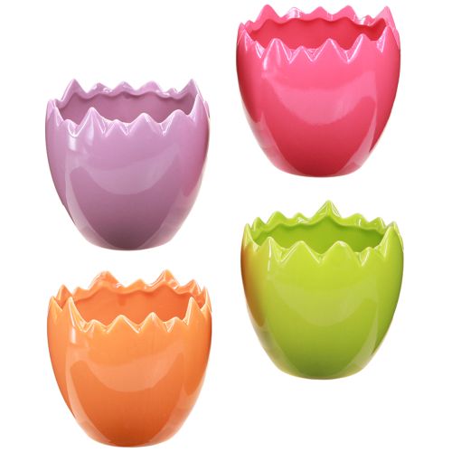 Floristik24 Maceta decorativa Pascua huevos de Pascua coloridos cerámica Ø11cm 4 uds