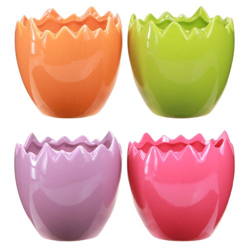 Artículo Maceta decorativa Pascua huevos de Pascua coloridos cerámica Ø11cm 4 uds