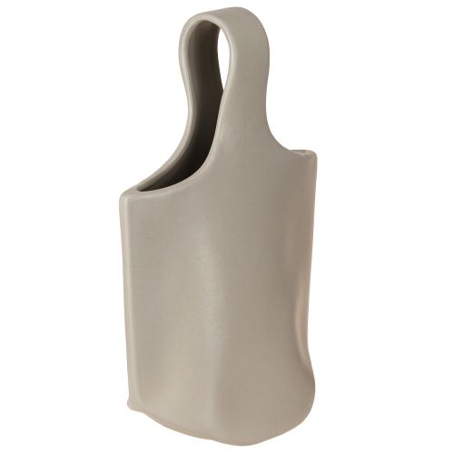 Floristik24 Jarrón decorativo de cerámica tipo shopper gris 19×4,5×33cm