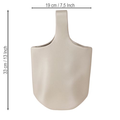 Artículo Jarrón decorativo de cerámica tipo shopper gris 19×4,5×33cm