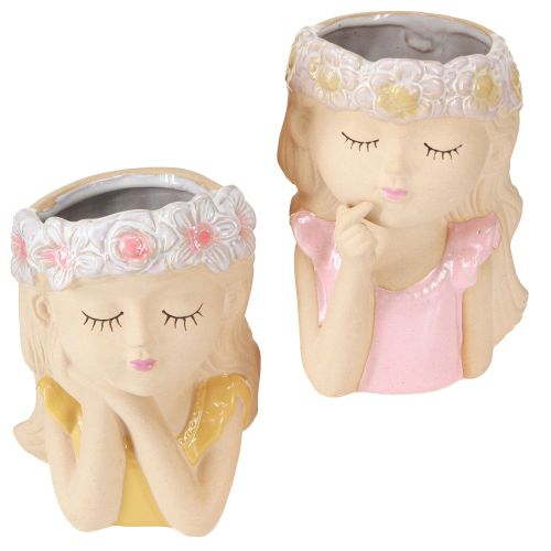 Floristik24 Jarrón decorativo de cerámica para niña, Ø7,5cm, alto 16cm, 2 unidades