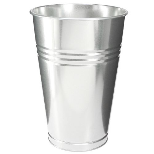 Floristik24 Jarrón decorativo jarrón alto cónico de metal plateado Al. 38,5 cm 14,5 L