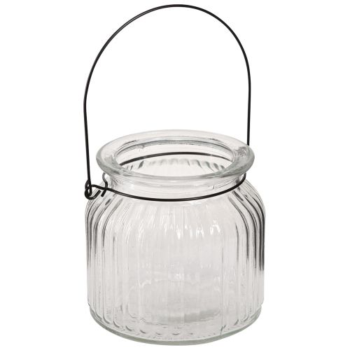Floristik24 Florero decorativo retro mango de linterna de vidrio Ø10cm H10cm 2ud