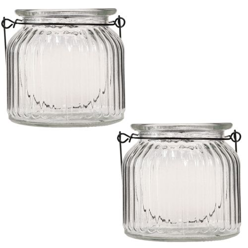 Artículo Florero decorativo retro mango de linterna de vidrio Ø10cm H10cm 2ud