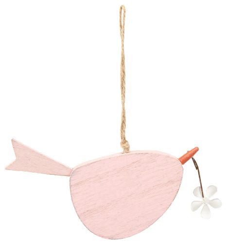 Artículo Pájaro decorativo decoración primaveral decoración colgante madera rosa 15×8,5cm
