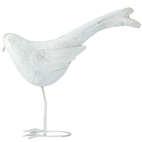 Artículo Figura decorativa pájaro de metal vintage Blanco 35×32,5cm