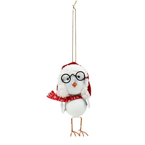 Pájaro decorativo con gorro rojo-blanco 10,5cm