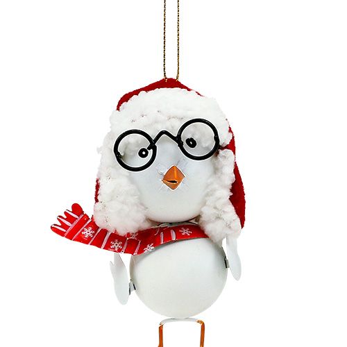 Artículo Pájaro decorativo con gorro rojo-blanco 10,5cm