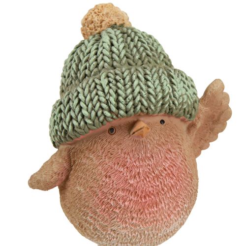 Artículo Pájaro decorativo con sombrero decoración de invierno azul verde Al. 18 cm 2 piezas