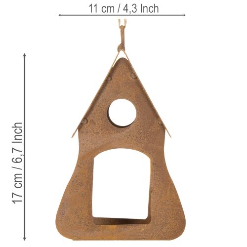 Casita para pájaros colgante decorativa, decoración de casita para pájaros color óxido, 17,5 cm | Floristik24.es