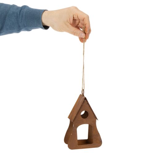 Casita para pájaros colgante decorativa, decoración de casita para pájaros color óxido, 17,5 cm | Floristik24.es