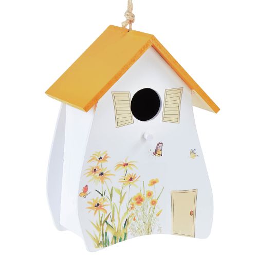 Floristik24 Pajarera decorativa para colgar blanco amarillo verano Al. 21 cm 2 piezas