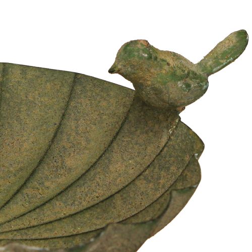 Artículo Cuenco decorativo para baño de pájaros de metal verde antiguo Ø16,5 cm H34,5 cm