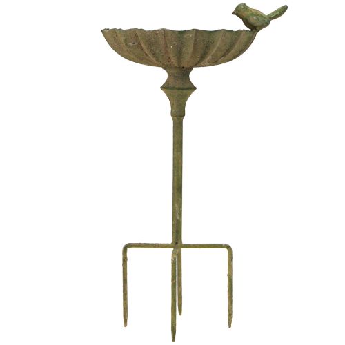 Artículo Cuenco decorativo para baño de pájaros de metal verde antiguo Ø16,5 cm H34,5 cm