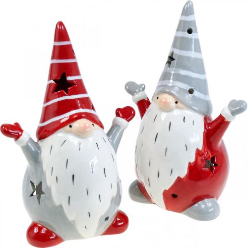 Floristik24 Portavelas Deco Gnomo Navidad H18cm 2pcs