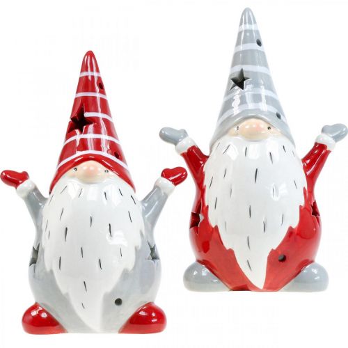 Floristik24 Portavelas Deco Gnomo Navidad H18cm 2pcs