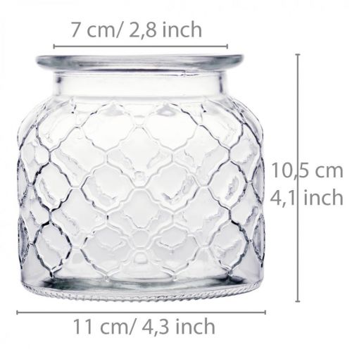 Floristik24 Patrón de diamante de linterna decorativa, recipiente de vidrio, jarrón de vidrio, decoración de velas 2 piezas