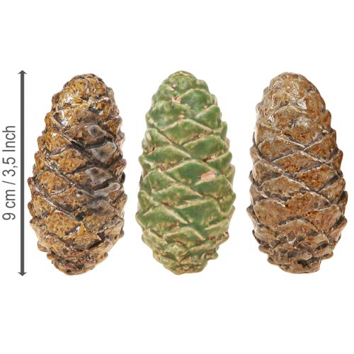 Artículo Conos decorativos cerámica surtidos verde amarillo marrón 8,5cm 6 uds