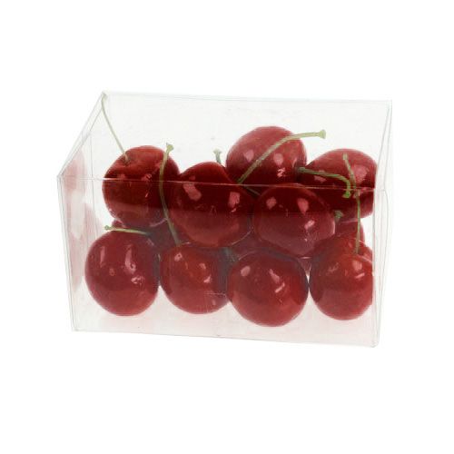 Floristik24 Deko-cerezas rojo oscuro 3cm 12pcs