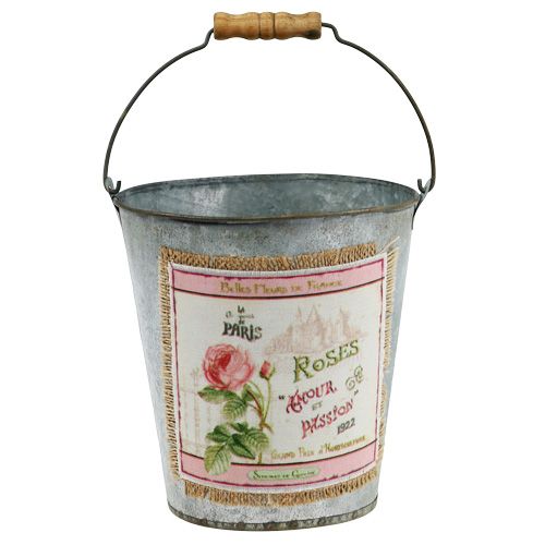 Floristik24 Cubo decorativo con motivo de rosa Ø16.5cm H17.5cm