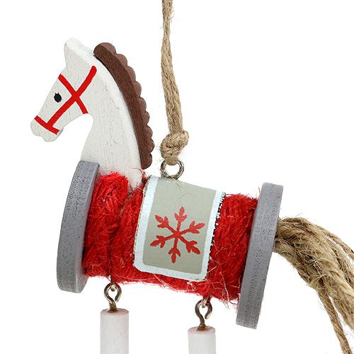 Floristik24 Decoración-Percha Caballo rojo-blanco 20cm 6pcs