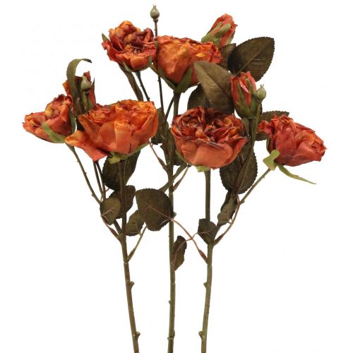 Floristik24 Ramo de rosas decorativo flores artificiales ramo de rosas naranja 45cm 3 piezas