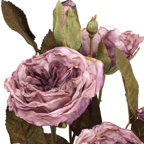 Floristik24 Deco ramo de rosas flores artificiales ramo de rosas violeta 45cm 3pcs