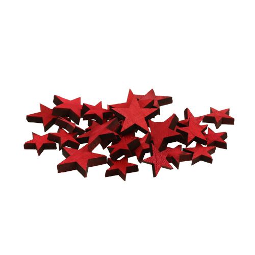 Floristik24 Estrellas de madera esparcidas rojas 3-5cm 72pcs