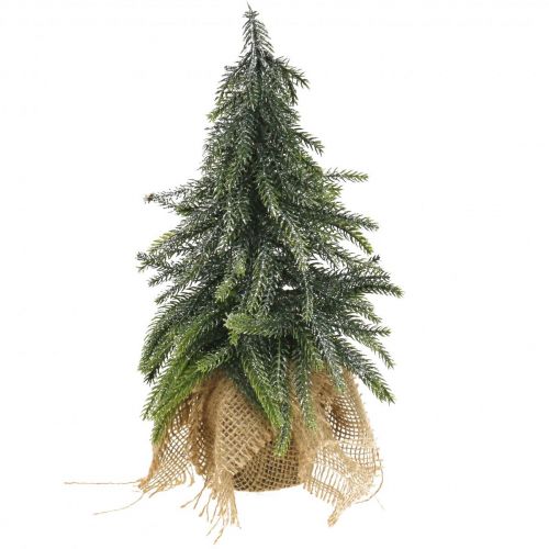 Floristik24 Deco árbol de Navidad mini abeto bolsa de yute brillo, verde 26cm