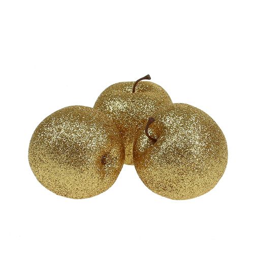 Floristik24 Deco manzanas doradas con mica Ø6cm 12pcs