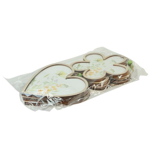 Artículo Colgante decorativo madera flor motivo corazón flores 12cm 6 piezas