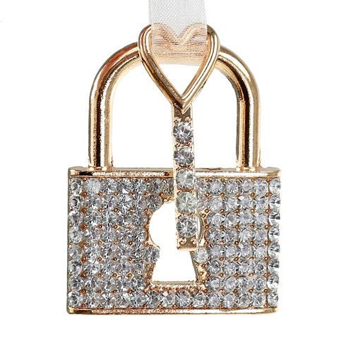 Floristik24 Cerradura colgante con llave 5cm oro / plata 2pcs
