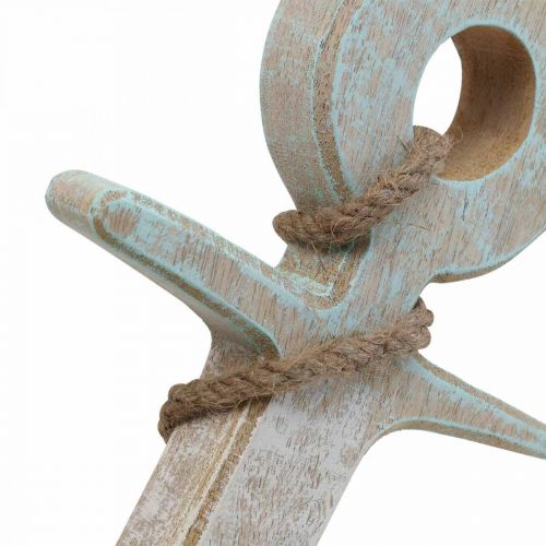 Artículo Ancla Deco Madera Marine Deco Blanco Azul 24.5cmx14.5cm