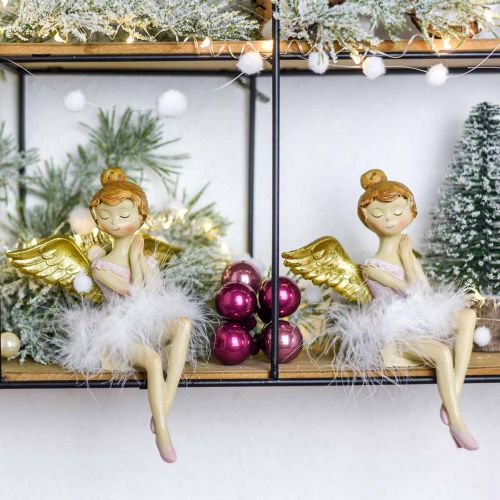 Floristik24 Asiento de borde de ángel bailarina decorativa Ø11.5 H15cm 2pcs
