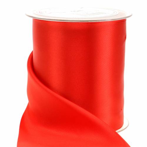 Floristik24 Cinta de raso cinta de mesa roja 100mm 15m