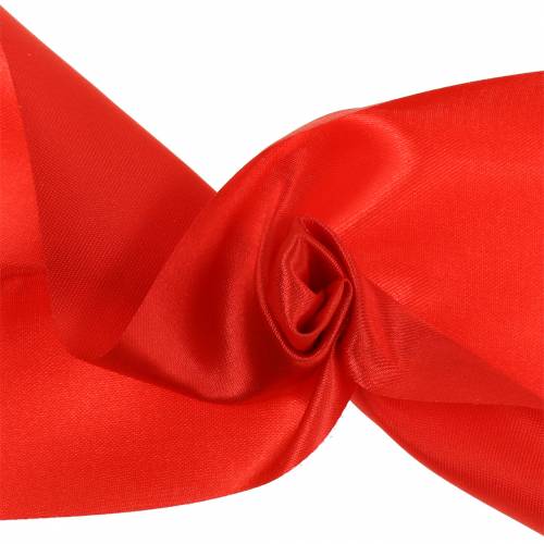 Floristik24 Cinta de raso cinta de mesa roja 100mm 15m