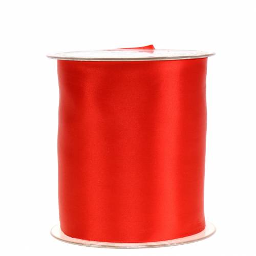 Floristik24 Cinta de raso cinta de mesa roja 100mm 15m