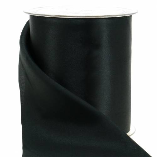 Floristik24 Cinta de raso para mesa negra 100mm 15m