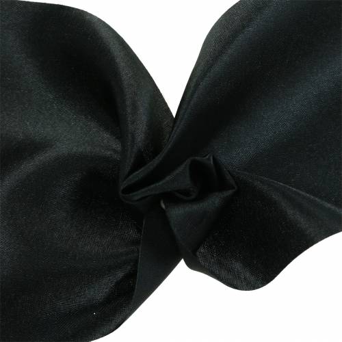 Floristik24 Cinta de raso para mesa negra 100mm 15m
