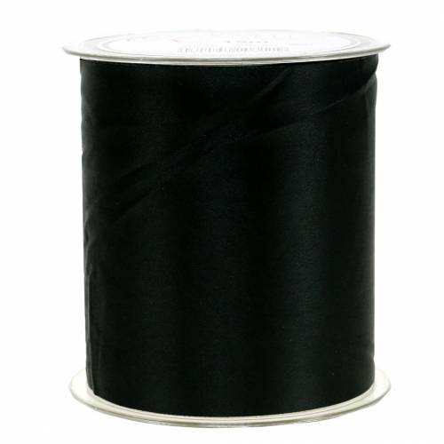 Floristik24 Cinta de raso para mesa negra 100mm 15m