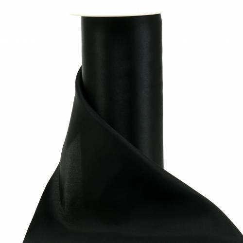 Floristik24 Cinta de raso mesa banda negro 200mm 10m