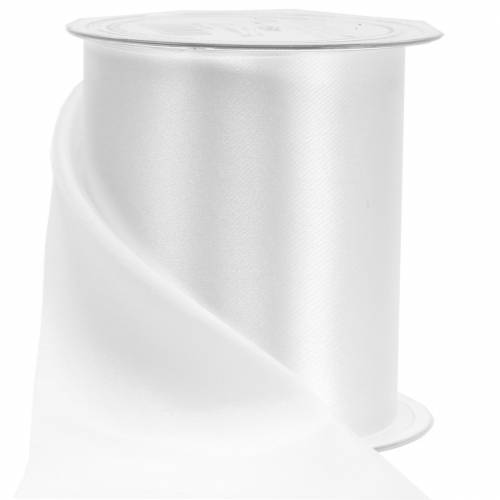 Floristik24 Cinta de raso cinta de mesa blanca 100mm 15m