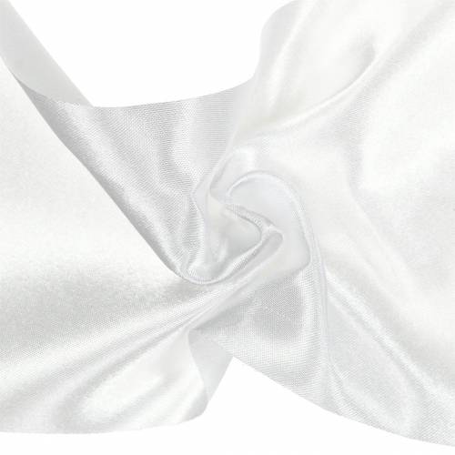Floristik24 Cinta de raso cinta de mesa blanca 100mm 15m
