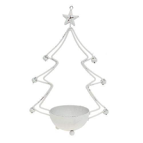 Floristik24 Deco árbol con cuenco para candelita blanco 25cm 2pcs