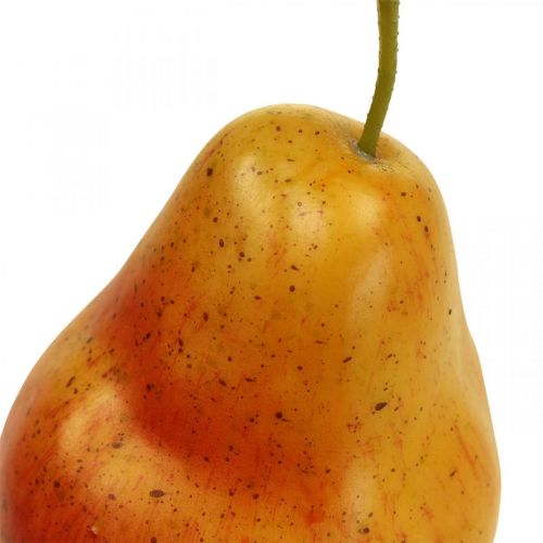 Deco pera amarillo rojo, deco fruta, muñeco de comida 12,5 cm