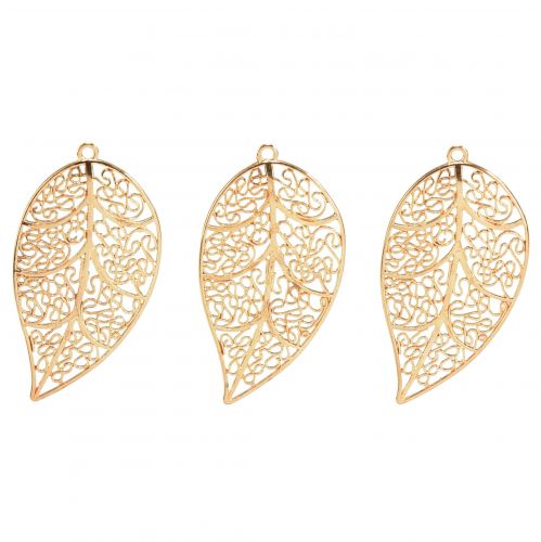 Artículo Hojas decorativas para colgar decoración de metal dorado 5,5cm 24 piezas