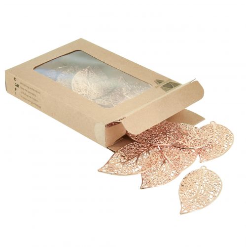 Artículo Hojas decorativas para colgar decoración de metal dorado 5,5cm 24 piezas
