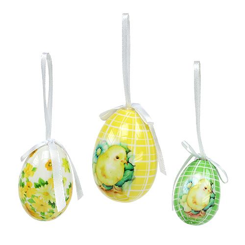 Floristik24 Huevos decorativos para colgar amarillo-verde 5-8cm 8pcs