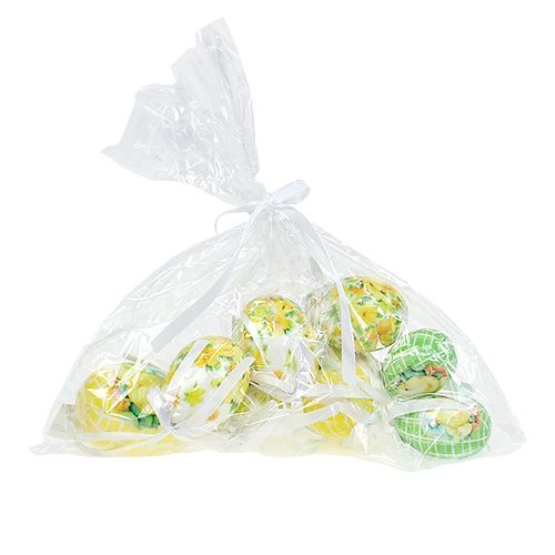 Floristik24 Huevos decorativos para colgar amarillo-verde 5-8cm 8pcs